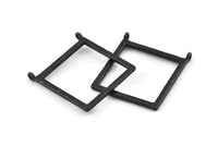 Black Square Pendant, 2 Oxidized Black Brass Square Charms With 2 Loops (32x2.5x2.5mm) U040 H0304