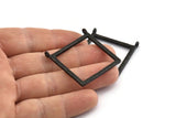 Black Square Pendant, 2 Oxidized Black Brass Square Charms With 2 Loops (32x2.5x2.5mm) U040 H0304