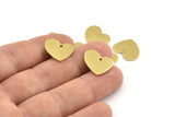 Brass Heart Charm, 12 Raw Brass Heart Charms With 1 Hole (16x14x1mm) M849
