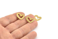 Brass Heart Blank, 12 Raw Brass Heart Blanks, Stamping Blanks (16x14x1mm) M863