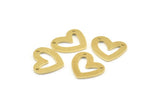 Brass Heart Charm, 12 Raw Brass Heart Charms With 2 Holes (16x14x1mm) M866