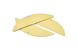 Semi Circle Charm, 6 Raw Brass Half Moon Charms With 1 Hole (51x15x0.70mm) M871
