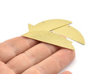 Semi Circle Charm, 6 Raw Brass Half Moon Charms With 1 Hole (51x15x0.70mm) M871