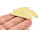 Semi Circle Charm, 6 Raw Brass Half Moon Charms With 3 Holes, Blanks (51x15x0.70mm) M875