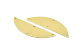 Semi Circle Charm, 6 Raw Brass Half Moon Charms With 4 Holes, Blanks (51x15x0.70mm) M876