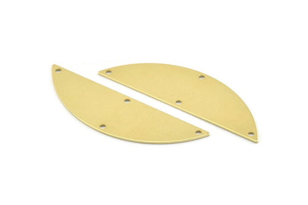 Yarım Daire Charm, 4 Delikli 6 Ham Pirinç Yarım Ay Charm, Boşluklar (51x15x0,70 mm) M876