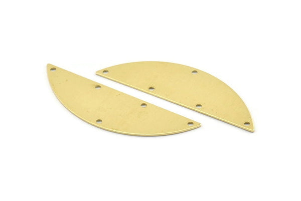Semi Circle Charm, 6 Raw Brass Half Moon Charms With 5 Holes, Blanks (51x15x0.70mm) M878