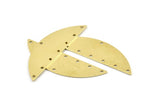 Semi Circle Charm, 6 Raw Brass Half Moon Charms With 8 Holes, Blanks (51x15x0.70mm) M879