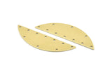 Semi Circle Charm, 6 Raw Brass Half Moon Charms With 10 Holes, Blanks (51x15x0.70mm) M880
