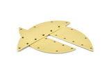 Semi Circle Charm, 6 Raw Brass Half Moon Charms With 10 Holes, Blanks (51x15x0.70mm) M880