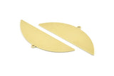 Semi Circle Charm, 6 Raw Brass Half Moon Charms With 1 Loop, Blanks (51x17x0.70mm) M928