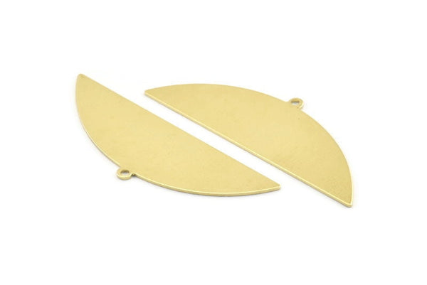 Semi Circle Charm, 6 Raw Brass Half Moon Charms With 1 Loop, Blanks (51x17x0.70mm) M928