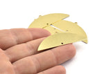 Semi Circle Charm, 6 Raw Brass Half Moon Charms With 1 Loop And 1 Hole, Blanks (51x17x0.70mm) M929