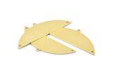 Semi Circle Charm, 6 Raw Brass Half Moon Charms With 1 Loop And 2 Holes, Blanks (51x17x0.70mm) M930