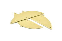 Yarım Daire Charm, 1 Döngü ve 3 Delikli 6 Ham Pirinç Yarım Ay Charm, Boşluklar (51x17x0,70 mm) M931