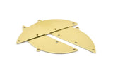 Semi Circle Charm, 6 Raw Brass Half Moon Charms With 1 Loop And 4 Holes, Blanks (51x17x0.70mm) M932