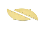 Semi Circle Charm, 6 Raw Brass Half Moon Charms With 1 Loop And 7 Holes, Blanks (51x17x0.70mm) M933