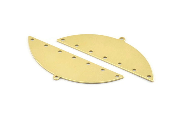 Semi Circle Charm, 6 Raw Brass Half Moon Charms With 1 Loop And 7 Holes, Blanks (51x17x0.70mm) M933