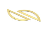Semi Circle Charm, 6 Raw Brass Half Moon Charms With 1 Hole (51x15x0.70mm) M941