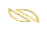 Semi Circle Charm, 6 Raw Brass Half Moon Charms With 1 Hole (51x15x0.70mm) M942