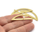 Semi Circle Charm, 6 Raw Brass Half Moon Charms With 1 Hole (51x15x0.70mm) M942