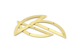 Semi Circle Charm, 6 Raw Brass Half Moon Charms With 2 Holes (51x15x0.70mm) M943
