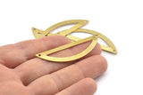 Semi Circle Charm, 6 Raw Brass Half Moon Charms With 2 Holes (51x15x0.70mm) M944