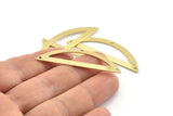 Semi Circle Charm, 6 Raw Brass Half Moon Charms With 3 Holes (51x15x0.70mm) M945