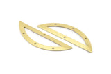 Semi Circle Charm, 6 Raw Brass Half Moon Charms With 4 Holes (51x15x0.70mm) M946