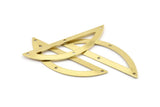Semi Circle Charm, 6 Raw Brass Half Moon Charms With 4 Holes (51x15x0.70mm) M947