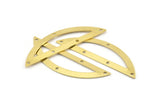 Semi Circle Charm, 6 Raw Brass Half Moon Charms With 5 Holes (51x15x0.70mm) M948