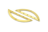 Semi Circle Charm, 6 Raw Brass Half Moon Charms With 8 Holes (51x15x0.70mm) M949