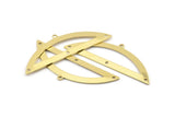 Semi Circle Charm, 6 Raw Brass Half Moon Charms With 1 Loop And 3 Holes, Blanks (51x17x0.70mm) M937