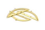 Semi Circle Charm, 6 Raw Brass Half Moon Charms With 1 Loop And 4 Holes, Blanks (51x17x0.70mm) M938