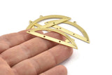 Semi Circle Charm, 6 Raw Brass Half Moon Charms With 1 Loop And 4 Holes, Blanks (51x17x0.70mm) M938