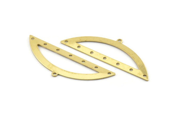 Semi Circle Charm, 6 Raw Brass Half Moon Charms With 1 Loop And 7 Holes, Blanks (51x17x0.70mm) M939