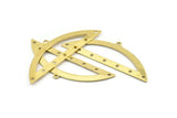 Semi Circle Charm, 6 Raw Brass Half Moon Charms With 1 Loop And 7 Holes, Blanks (51x17x0.70mm) M939