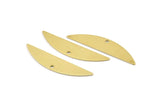 Semi Circle Charm, 6 Raw Brass Half Moon Charms With 1 Hole (37x8x0.70mm) M882