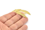 Semi Circle Charm, 6 Raw Brass Half Moon Charms With 1 Hole (37x8x0.70mm) M882