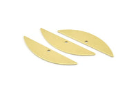 Semi Circle Charm, 6 Raw Brass Half Moon Charms With 1 Hole (37x8x0.70mm) M883