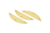 Semi Circle Charm, 6 Raw Brass Half Moon Charms With 3 Holes (37x8x0.70mm) M885