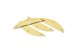 Semi Circle Charm, 6 Raw Brass Half Moon Charms With 3 Holes (37x8x0.70mm) M885