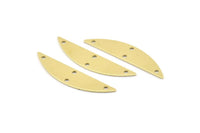 Semi Circle Charm, 6 Raw Brass Half Moon Charms With 4 Holes (37x8x0.70mm) M886