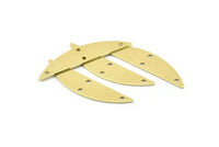 Semi Circle Charm, 6 Raw Brass Half Moon Charms With 4 Holes (37x8x0.70mm) M886