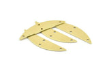 Semi Circle Charm, 6 Raw Brass Half Moon Charms With 4 Holes (37x8x0.70mm) M886