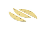 Semi Circle Charm, 6 Raw Brass Half Moon Charms With 6 Holes (37x8x0.70mm) M887