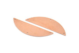 Semi Circle Blank, 6 Raw Copper Half Moon Charms With 3 Holes, Stamping Blanks (51x15x0.70mm) M922