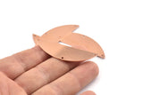 Semi Circle Blank, 6 Raw Copper Half Moon Charms With 3 Holes, Stamping Blanks (51x15x0.70mm) M922