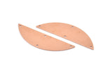 Semi Circle Blank, 6 Raw Copper Semi Circle Charms With 4 Holes, Stamping Blanks (51x15x0.70mm) M923
