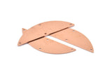 Semi Circle Blank, 6 Raw Copper Semi Circle Charms With 4 Holes, Stamping Blanks (51x15x0.70mm) M923